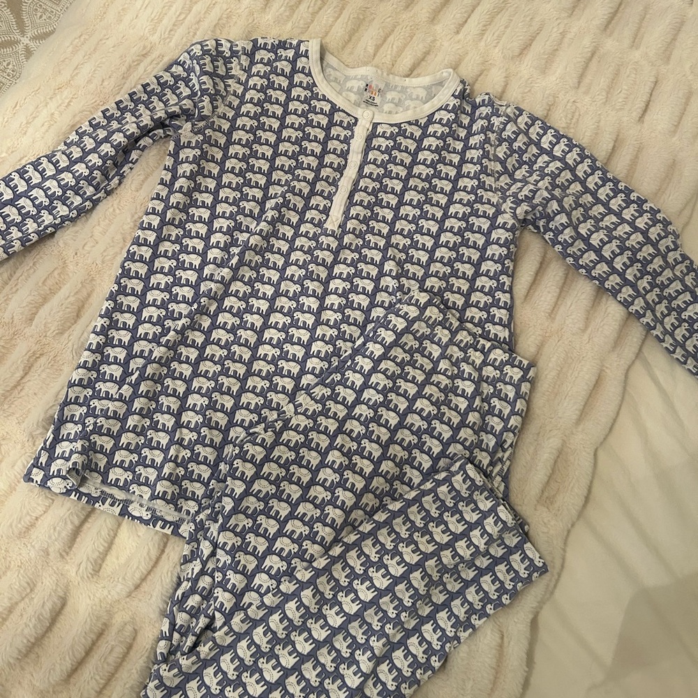 Roller Rabbit Blue elephant pajama set size xs